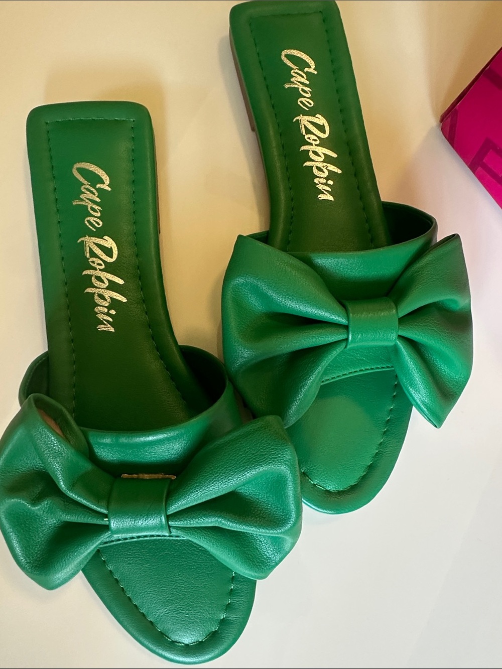 NIB Cape Robbin Emerald Green Bow Slide Sandals - Picture 3 of 4